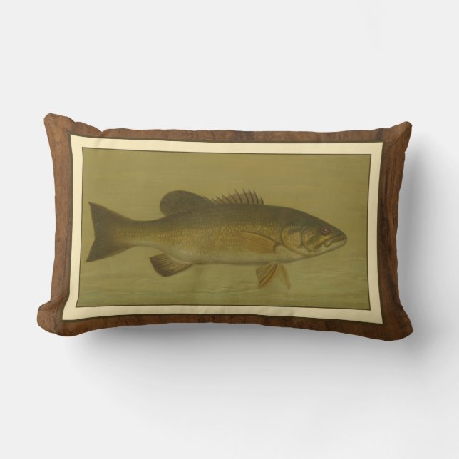 Black Bass on a Green Background Lumbar Pillow (Front)