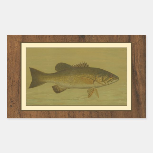 Black Bass on a Green Background Rectangular Sticker (Front)