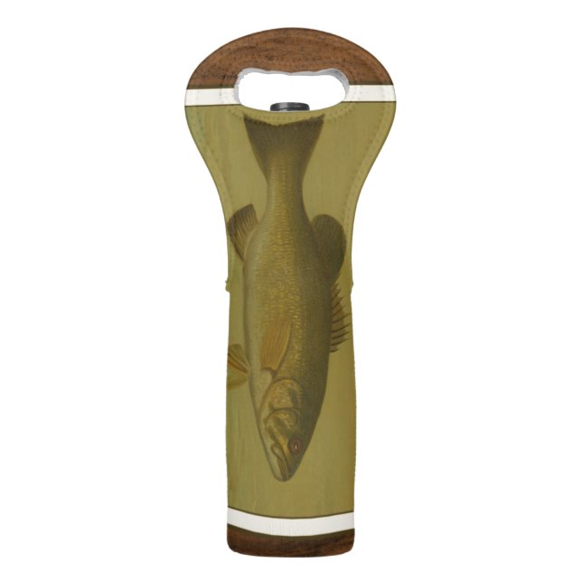 Black Bass on a Green Background Wine Bag (Back)