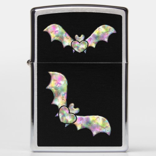 Black Bat and Heart Halloween Bat Zippo Lighter