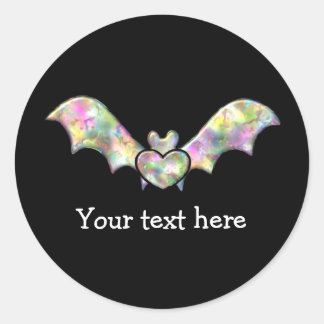 Black Bat and Heart Personalized Halloween Bat Classic Round Sticker