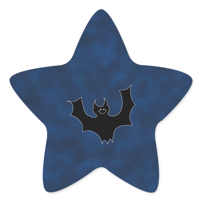 Black Bat Cartoon, in Night Sky. Star Sticker