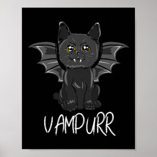 Black Bat Cat Halloween Vampire Vampurr Costume Poster