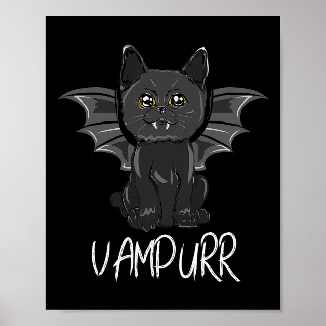 Black Bat Cat Halloween Vampire Vampurr Costume  Poster (Front)