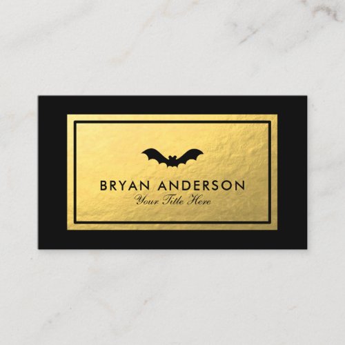 Black Bat _ Faux Gold Foil Business Card