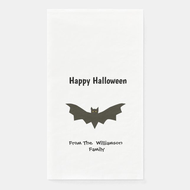 Black  Bat Halloween Party    Paper Guest Towels (Front)