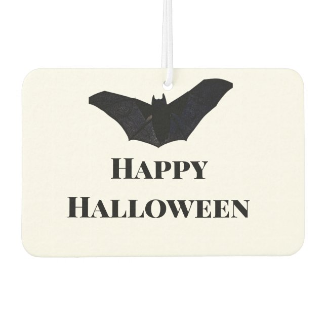 Black bat happy Halloween add name text witches  Air Freshener (Front)