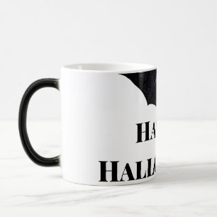 Black bat happy Halloween add name text witches  Color Morph Mug