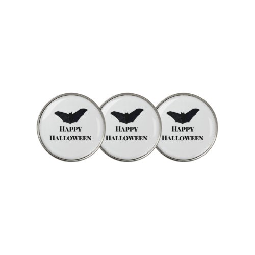 Black bat happy Halloween add name text witches  Golf Ball Marker