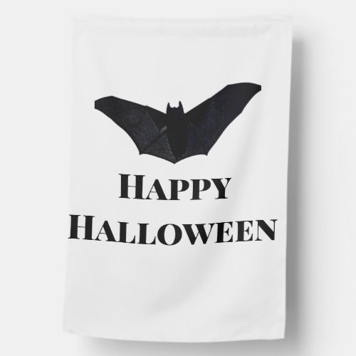 Black bat happy Halloween add name text witches  House Flag