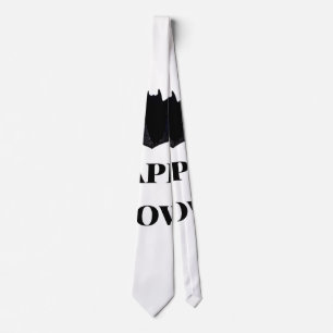 Black bat happy Halloween add name text witches Neck Tie