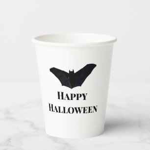 Black bat happy Halloween add name text witches Paper Cups
