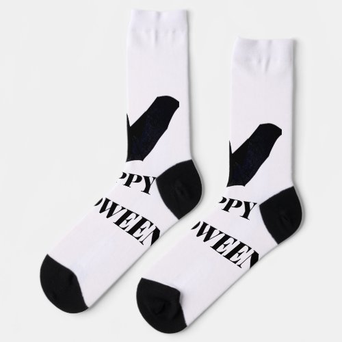 Black bat happy Halloween add name text witches  Socks