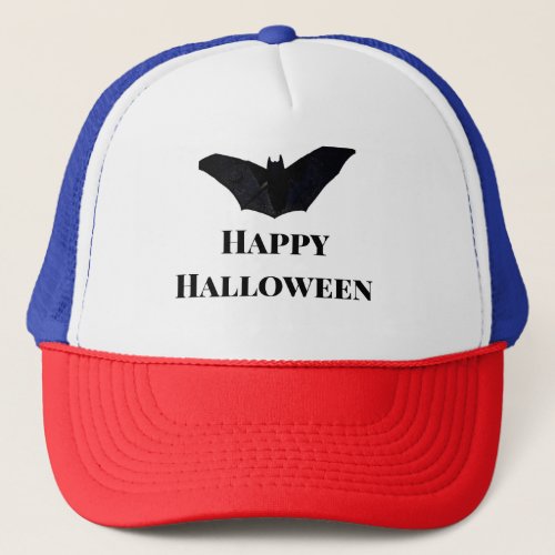 Black bat happy Halloween add name text witches  Trucker Hat