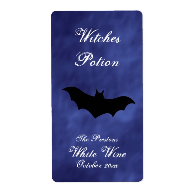 Black Bat in Purple Haze Witches Potion Wine Label (Front)