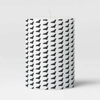 Black Bat Pattern Halloween Pillar Candle