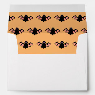 Black Bat Pattern on Orange Envelope