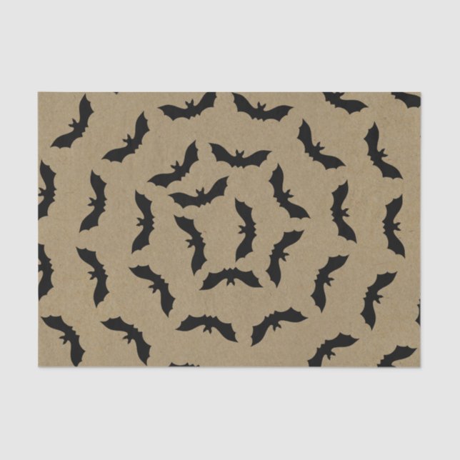 Black Bat Rustic Kraft Halloween Party Tissue Paper (Front)