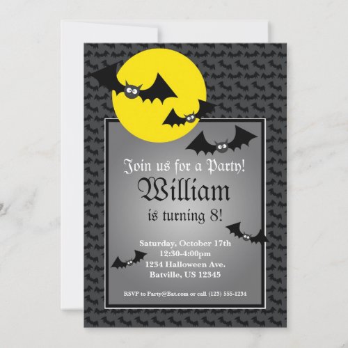 Black Bat Spooky Halloween Birthday Party Invite