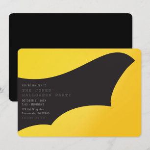 Black Bat Wing Halloween Party Invitation