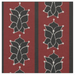 Black Batik Stripes Brick Red Fabric