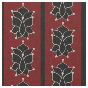 Black Batik Stripes Brick Red Fabric