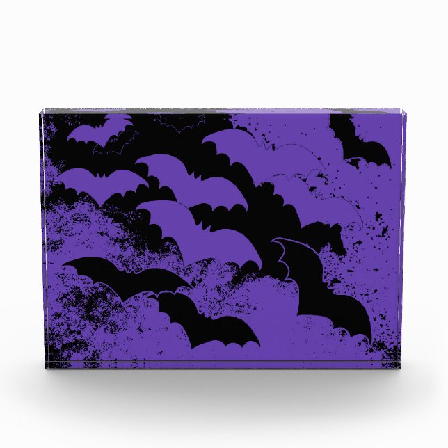 Black Bats In Flight Purple Acrylic Award (Front)