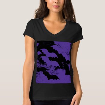Black Bats In Flight Purple T-shirt by BlakCircleGirl at Zazzle