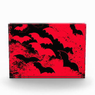 Black Bats In Flight Red Acrylic Award