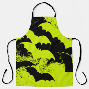 Black Bats In Flight Yellow Apron