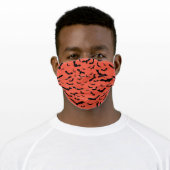 Black Bats Orange Cloth Face Mask with Filter Slot (Worn)