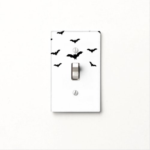 Black Bats  White Cute Halloween Chic Light Switch Cover