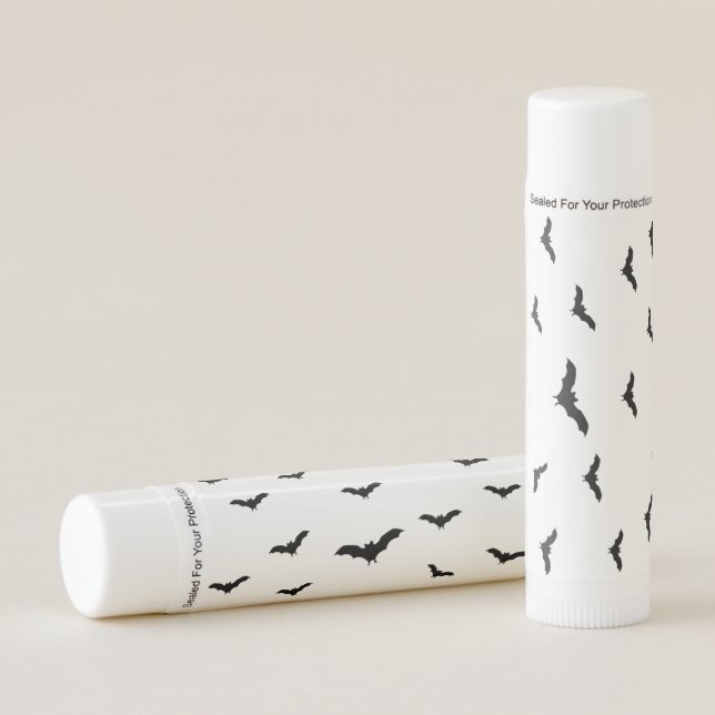 Black Bats & White Cute Halloween Chic Lip Balm (Front)