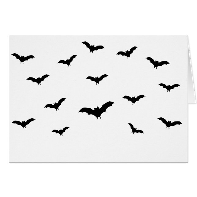 Black Bats & White Cute Halloween Party Chic Cards (Front Horizontal)