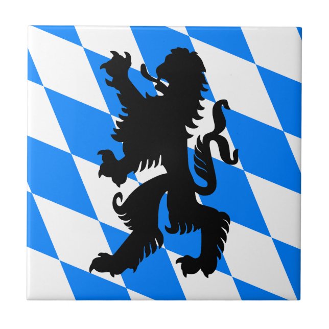 Black Bavarian Lion Ceramic Tile (Front)