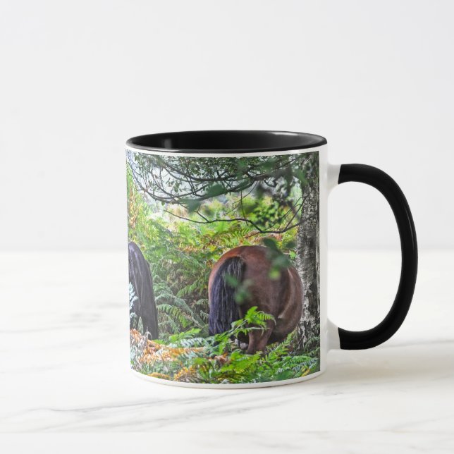 Black & Bay New Forest Ponies, Hampshire, England Mug (Right)