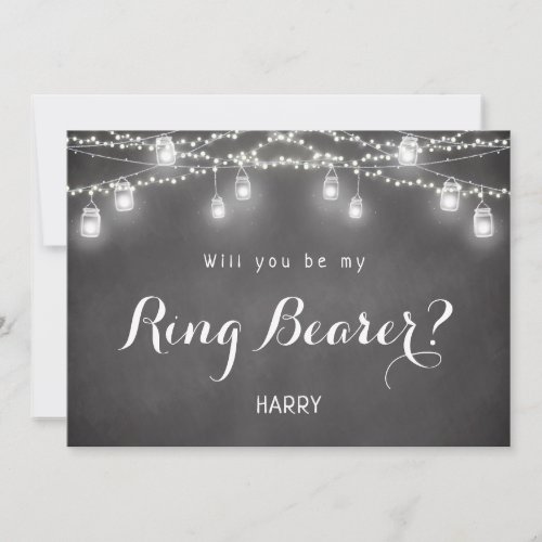 Black Be My Ring Bearer Rustic Mason Jar  Invitation