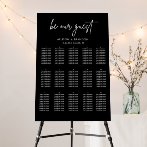 Black Be Our Guest Seating Chart  Foam Board