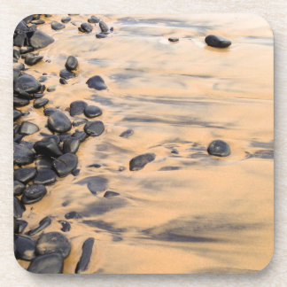 Black Beach Rocks Beverage Coaster