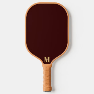 Black Bean and Indian Yellow Modern Monogram Pickleball Paddle