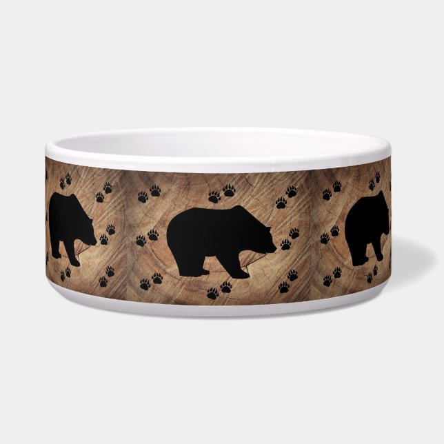 Black Bear And Bear Paws Bowl (Front)