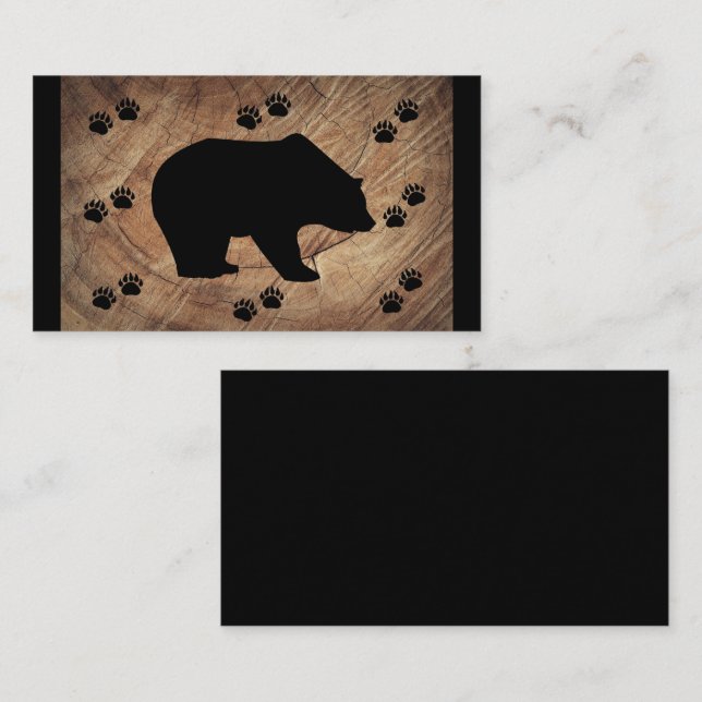 Black Bear And Bear Paws Business Card (Front/Back)
