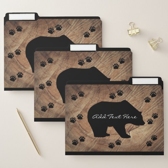 Black Bear And Bear Paws File Folder (Set)