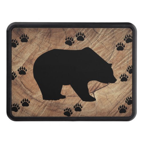 Black Bear And Bear Paws Hitch Cover