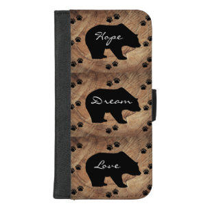Black Bear And Bear Paws iPhone 8/7 Plus Wallet Case