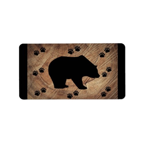 Black Bear And Bear Paws Label