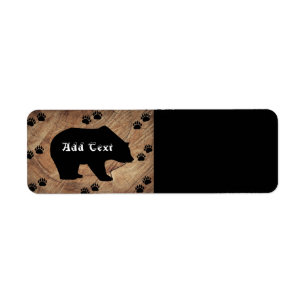 Black Bear And Bear Paws Label