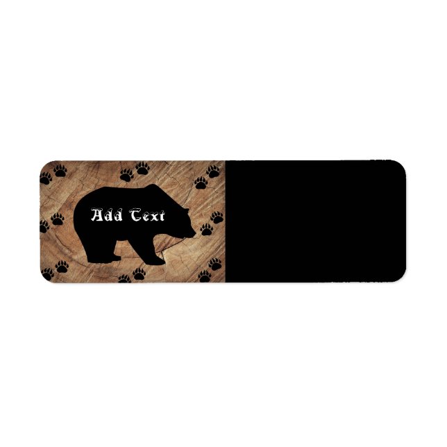 Black Bear And Bear Paws Label (Front)