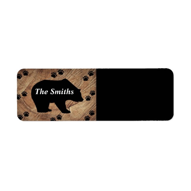 Black Bear And Bear Paws Label (Front)