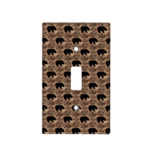 Black Bear And Bear Paws Light Switch Cover